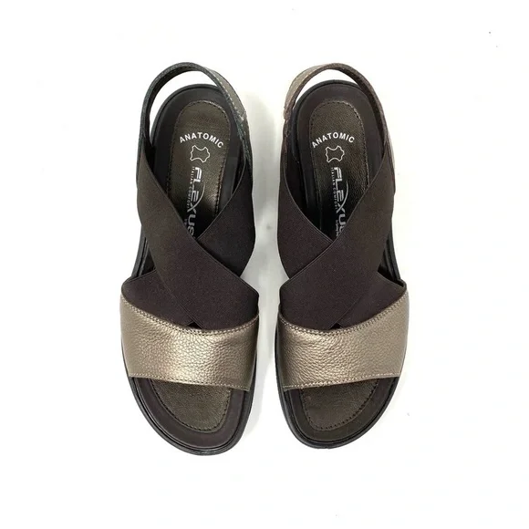 Flexus by Spring Step Emma leather comfort sandals in bronze - Picture 4 of 7